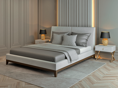 Ліжко Кальярі з м'яким узголів'ям ЛЕВ 140х190 см Категорія тканини 1  RD2863-5 фото