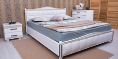 Кровать Прованс с патиной и фрезеровкой и мягкой спинкой квадраты Олимп 120х200 см Венге Венге RD348 фото