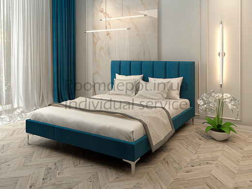 Кровать Неаполь с мягким изголовьем ЛЕВ 140х190 см Категория ткани 1  RD1329-5 фото