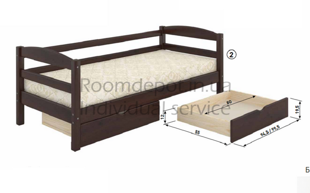 Дитяче ліжко Чикаго Літл MebiGrand 80х190 см Горіх світлий Горіх світлий RD2965-49 фото
