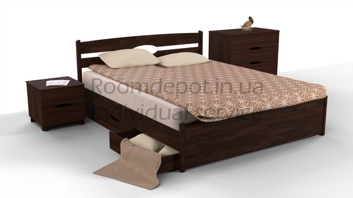Кровать с ящиками Ликерия Люкс Микс Мебель 120х200 см Орех темный Орех темный RD54-8 фото
