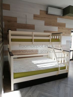 Двох'ярусне ліжко з ящиками Скандинавія Горіх темний Roz11 фото