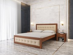 Кровать Мадрид с мягким изголовьем 50 плюс ЛЕВ Бук натуральный 90х200 см Бук натуральный