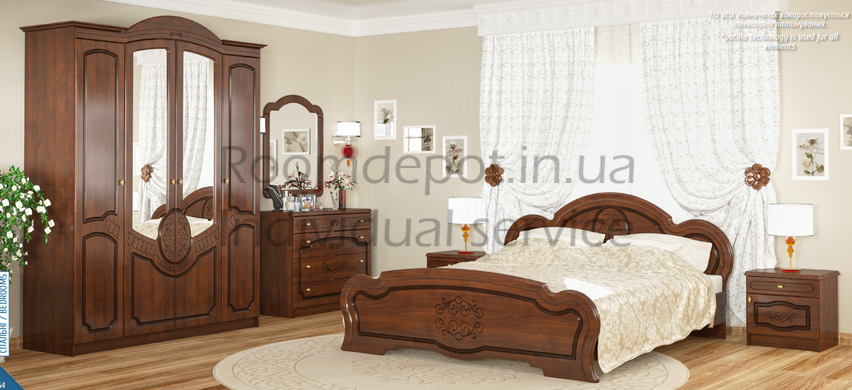 Ліжко Барокко Мебель Сервис 160х200 см Вишня портофіно Вишня портофіно RD2481 фото