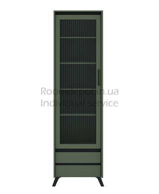 Современная витрина Лаундж REG 1W2S BRW Зеленый дымчастый/Черный Зеленый дымчастый/Черный RD307 фото