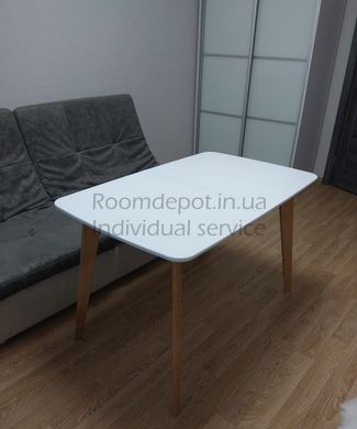Стол обеденный Модерн 120 Белый/Бук Микс Мебель  RD1885 фото