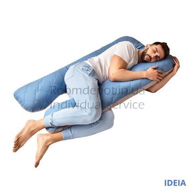 Подушка П-подобная стеганая для отдыха и сна IDEIA 140*75*20 Светло-серый/Белый RD3061 фото