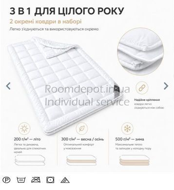 Одеяло 4 сезона Зима-Лето 2 штуки в наборе IDEIA 140*210  RD3074 фото