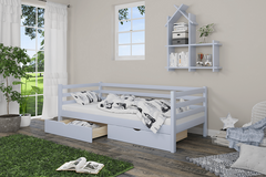 Ліжко дерев'яне з ящиками Ніка Білий Roz2686 фото