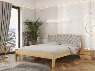Кровать Токио New с мягким изголовьем 50 Бук натуральный Roz137 фото