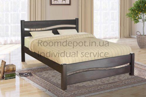 Ліжко дерев'яне Хвиля Мікс Меблі 160 х 200 см Горіх темний Горіх темний RD20 фото