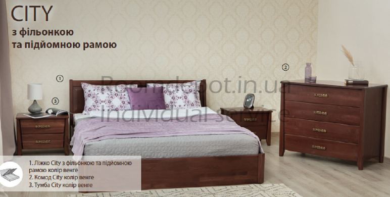 Ліжко Сіті з фільонкою з підйомним механізмом Олімп 160х200 см Бук натуральний Бук натуральний RD1246-18 фото