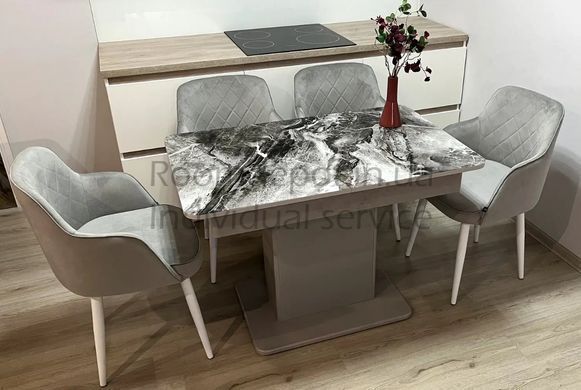 Стіл кухонний скляний з кріслами Boston T Джем 70x110 см  RD854 фото