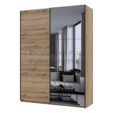 Шафа купе G-Caiser 1 ДСП + 1 дзеркало Doros фасад Графіт/Корпус білий 180х240х60 см 42005092 Графіт/Корпус білий RD3408 фото
