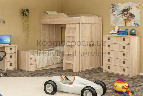 Спальня с двухярусной кроватью Валенсия Мебель Сервис Дуб самоа Дуб самоа RD993 фото