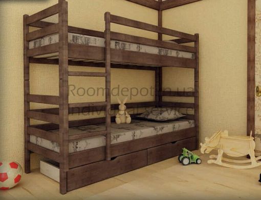 Двох'ярусне ліжко з ящиками Соня Горіх темний Roz1459 фото