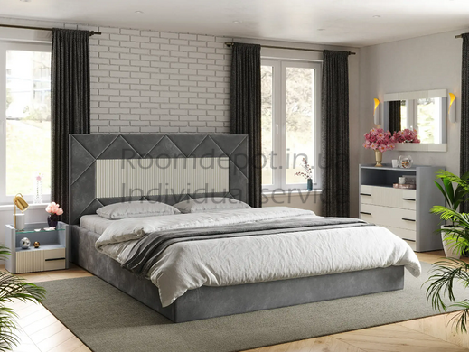 Ліжко Модерн з підйомним механізмом Арбор Древ Сосна 160х190 см Сірий Сірий RD3038-2 фото